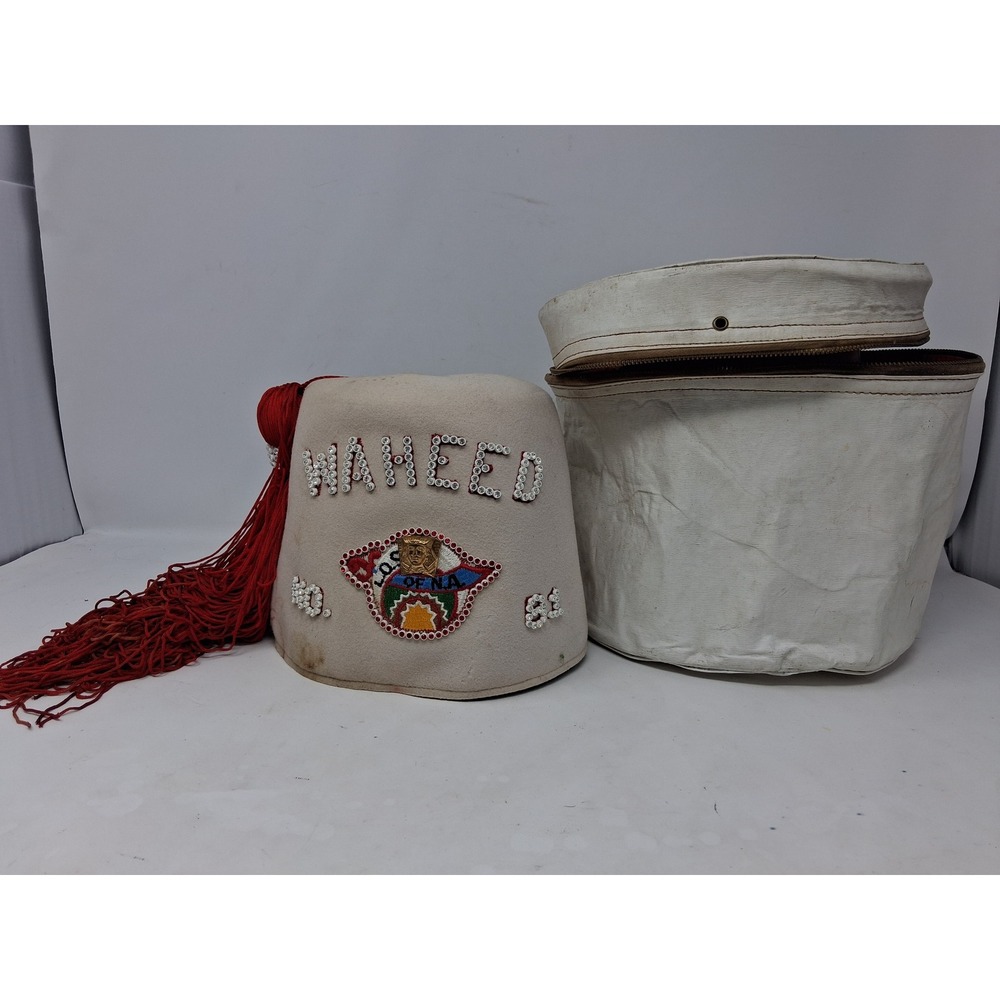 Vintage Waheed No 81 Fez Hat LOS of NA Ladies Oriental Shrine with Case & Pins